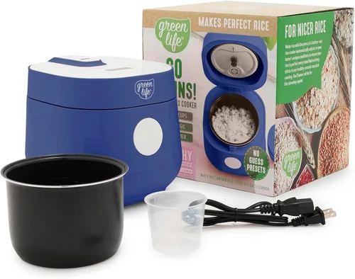 Vista 14 de GreenLife Arrocera digital, 2 tazas sin cocinar/4 tazas cocidas, olla de cerámica antiadherente extraíble sin PFAS, preajustes de un solo toque
