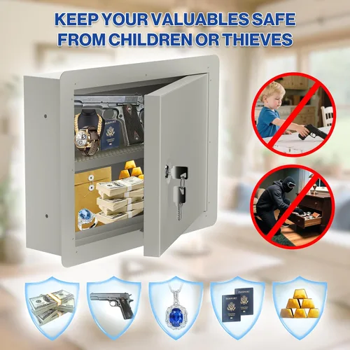 Vista 5 de POCHAR Caja de seguridad de pared pequeña con adhesivo para disfraz, caja fuerte entre los pernos para el hogar, la oficina, almacenamiento oculto