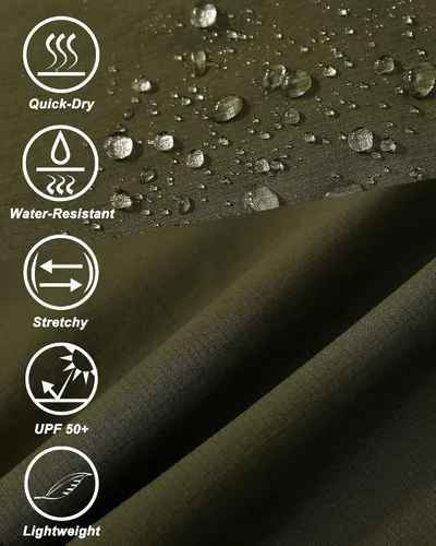 Vista 6 de Pantalones cortos de senderismo elásticos de secado rápido para hombre, pantalones cortos de trabajo ligeros, 6 bolsillos para ciclismo, viajes