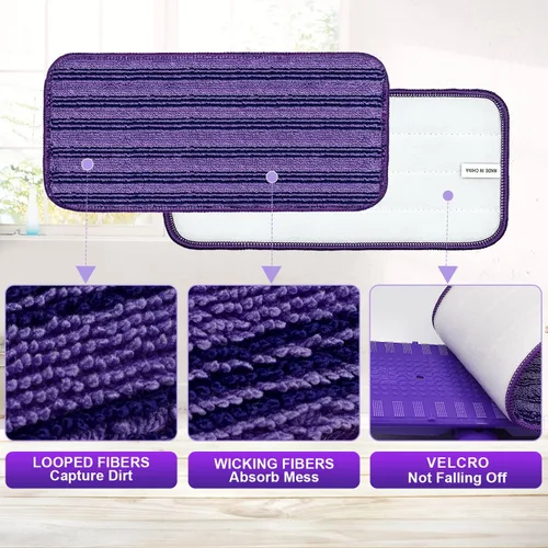 Vista 2 de Almohadillas catiónicas actualizadas e innovadoras para Swiffer Wet Jet y la mayoría de trapeadores de velcro de 10, 11 y 12 pulgadas, reemplazo