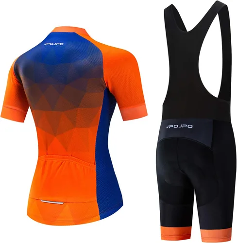Vista 44 de Camiseta de ciclismo para mujer + pantalones cortos acolchados de manga corta para ciclismo, ropa de bicicleta