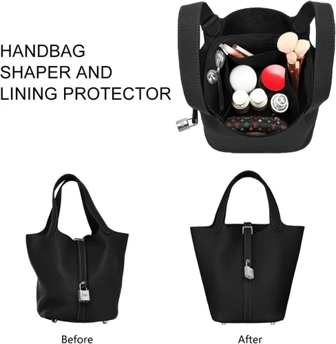 Vista 3 de LEXSION Organizador de bolsos sedosos para bolsas de Picotin 1822, organizador de bolso, inserto de lujo con cremallera, bolso de mano, moldeadores
