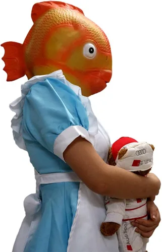 Vista 2 de xuanyou pez dorado máscara de látex Anaimal completo Headgear Máscara de Halloween