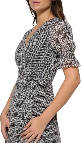 Vista 4 de Tommy Hilfiger Vestido de gasa de manga corta para mujer
