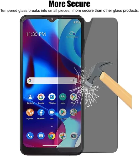 Vista 4 de (3+3) Protector de pantalla de privacidad de vidrio templado para Motorola Moto G Pure (3+3) con protector de lente de cámara, antiarañazos