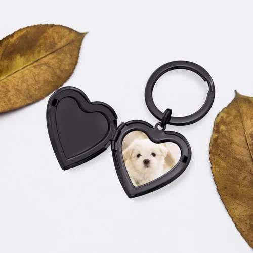 Vista 3 de PHOCKSIN Llavero de medallón lindo con forma de corazón que sostiene fotos, fotos, llavero, regalos para hombres, mujeres y niñas