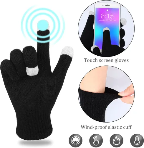 Vista 4 de Juego de 4 guantes de invierno con forro de satén para mujer