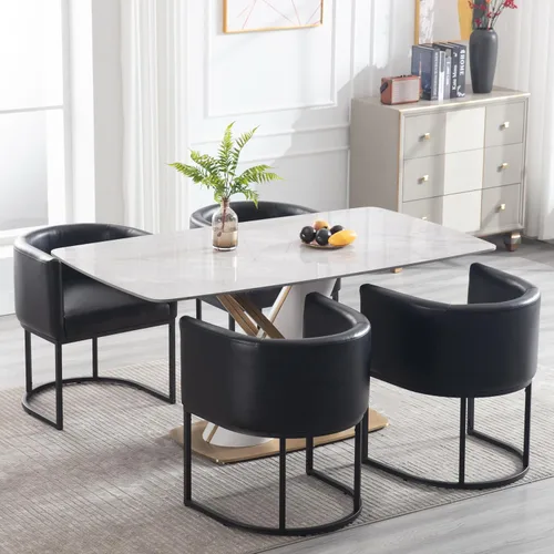 Vista 34 de RIVOVA - Silla tapizada para comedor, silla lateral moderna de barril, sillas tapizadas para comedor, silla cómoda para cocina, silla lateral