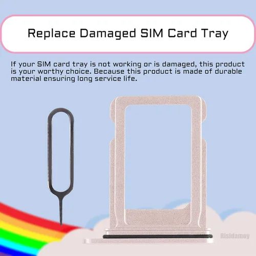 Vista 4 de Bandeja de repuesto para iPhone 13, color rosa Single SIM Card Slot with Waterproof Rubber Ring Repair Fix Kit Card Removal Tool for iPhone13