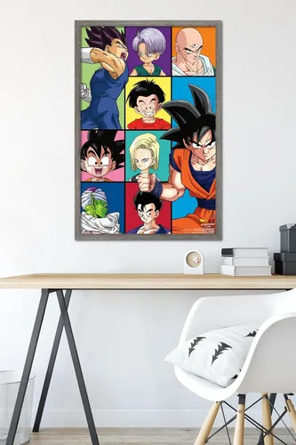 Vista 6 de Trends International Dragon Ball Z - Póster de pared con cuadrícula, 22.375 x 34 pulgadas, versión enmarcada de madera de granero
