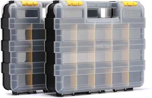 Vista 2 de Organizador de herramientas de doble cara con polímero resistente a los impactos, almacenamiento de caja de hardware, excelente para tornillos