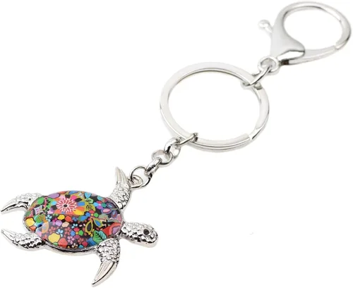 Vista 3 de Esmalte Metal Tortuga Llaveros Para Mujeres Niñas Regalos Coche Bolso Tortuga Colgante Charms