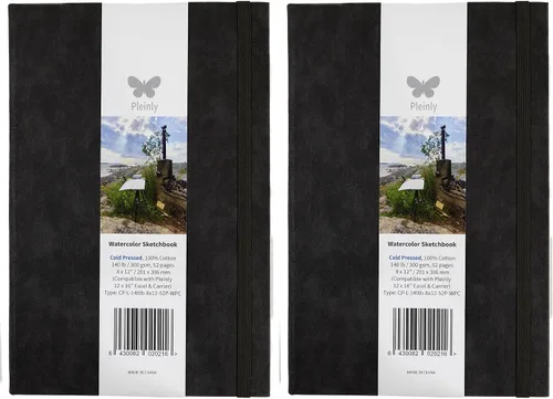 Vista 13 de Pleinly Cuaderno de bocetos de acuarela 100% algodón, prensa en frío, 8 x 12 pulgadas, grande, 140 libras (10.58 oz/m²), 26 hojas de retrato, papel