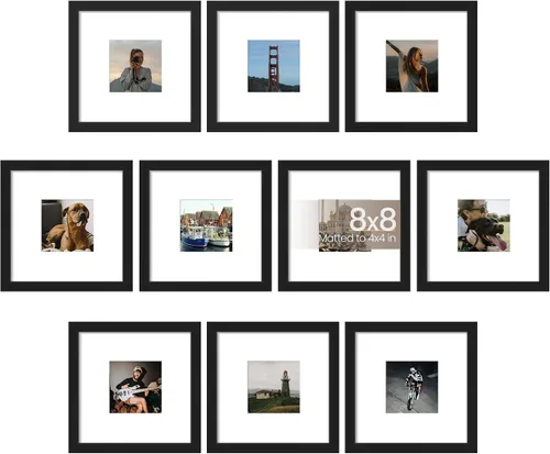 Vista 9 de upsimples Juego de 10 portarretratos de 4 x 6, para exhibir fotos de 3.5 x 5 con paspartú o 4 x 6 sin marco de fotos, collage para pared o mesa