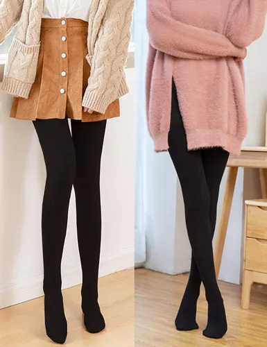 Vista 4 de VERO MONTE Medias térmicas de invierno opacas con forro polar para mujer
