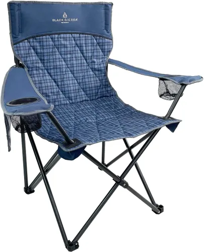 Vista 11 de Black Sierra - Silla de camping acolchada acolchada, asiento de descanso de gran tamaño resistente para exteriores soporta 300 libras, portátil