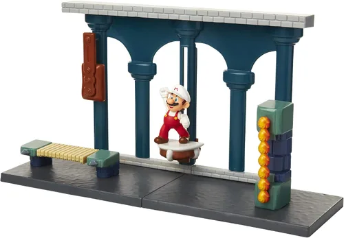 Vista 6 de Nintendo Super Mario Lava Castle Deluxe Play Set, incluye: figura de Mario de fuego de 2.5 pulgadas y características mecánicas, torre de bolas
