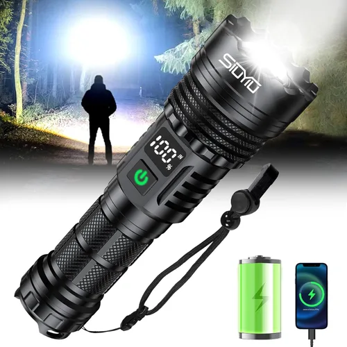 Vista 10 de Linterna EDC recargable, linterna de bolsillo de 3300 lúmenes Mini linternas con carcasa luminosa y magnética: linternas impermeables IPX5