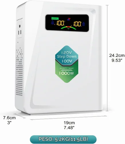 Vista 3 de ZHENGXI Transformador de reducción de 120 V a 100 V 1000 W, convertidores de voltaje de potencia, sin ruido, diez funciones de protección, usando