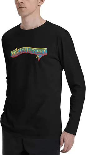 Vista 5 de Molly Music and Hatchet - Camiseta de manga larga con cuello redondo para hombre, camiseta de capa base, camiseta atlética para gimnasio, color negro