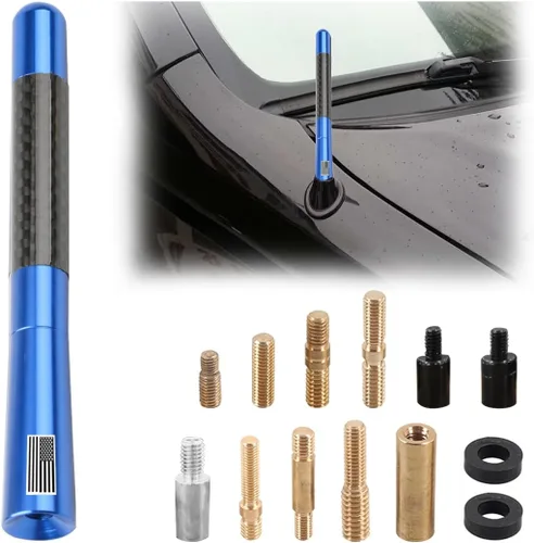 Vista 15 de BESULEN Antena Corta de Coche, Antena de Radio de Auto de 3.1 Pulgadas de Fibra de Carbono con Bandera Americana de Aluminio para Recepción AM/FM