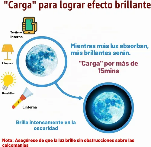 Vista 2 de 492 calcomanías de pared que brillan en la oscuridad para Celing Glow Moon