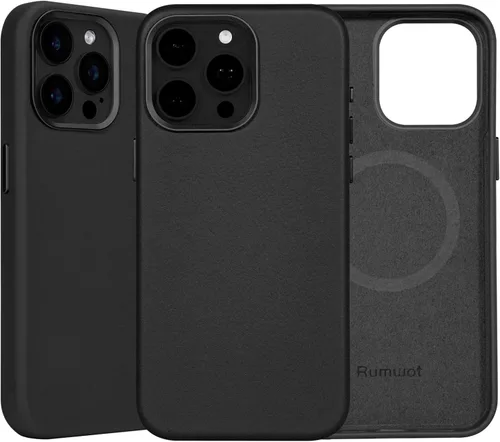 Vista 35 de Funda de cuero genuino para iPhone 13 Pro, cuero de grano completo, compatible con MagSafe y carga inalámbrica, bisel de la cámara con botones