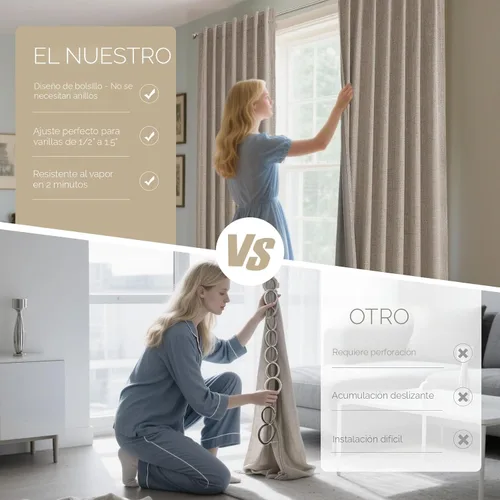 Vista 7 de Joydeco - Cortinas opacas para dormitorio - Cortinas de lino natural de 37 X 63 pulgadas, cortinas con aislamiento térmico 100% opacas que bloquean