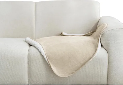 Vista 55 de gogobunny Manta de cama impermeable, manta reversible de forro polar Sherpa para perro, cachorro y gato, funda para muebles que protege la cama Beige