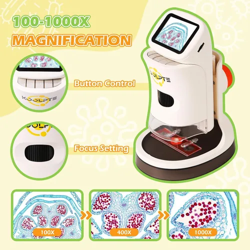 Vista 3 de Microscopio digital del PDA para los niños, 1000X, pantalla LCD de 2,1" HD Blanco cálido