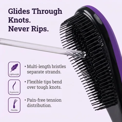 Vista 3 de Performore Smooth Glide - Cepillo desenredante para cabello natural, rizado, liso, húmedo o seco, secado rápido, cabello largo o corto para mujeres