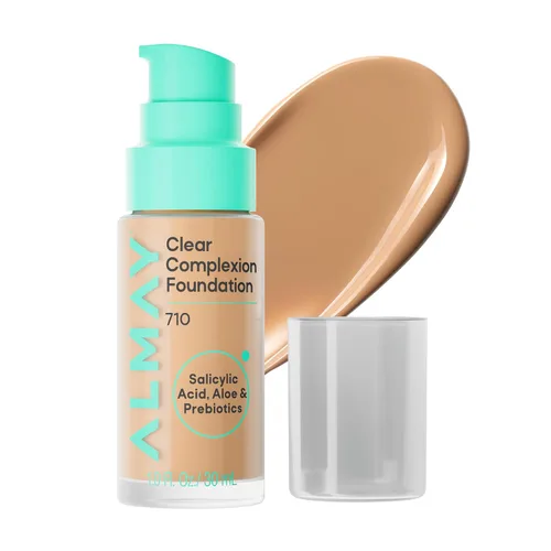Vista 4 de Almay Clear Complexion - Base de maquillaje para acné con ácido salicílico, cobertura media, acabado mate suave, hipoalergénico, libre de crueldad