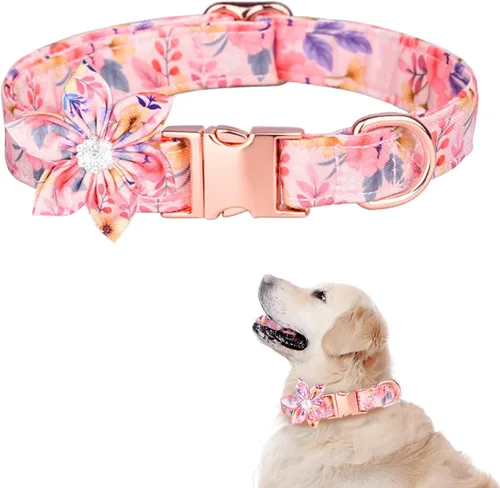 Vista 7 de TDTOK Collar de perro femenino para perros pequeños, medianos y grandes, lindo collar de perro con hebilla de seguridad metálica desmontable