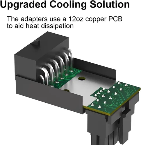 Vista 4 de 12VHPWR Adaptador de 90 grados: Conector de alimentación GPU de 16 pines 600W Pcie5.0 Adaptador de corriente de ángulo recto para tarjeta gráfica