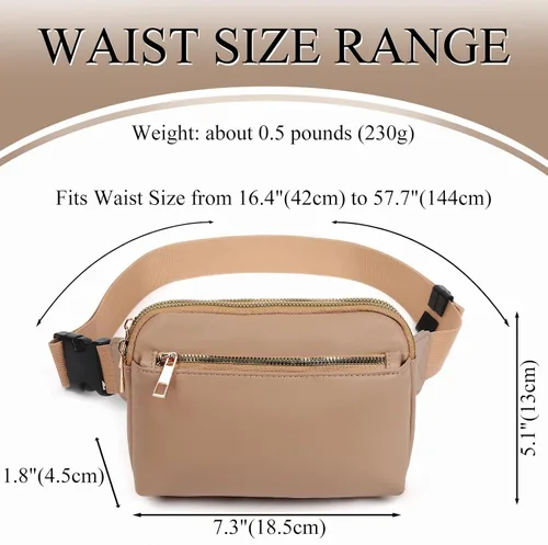 Vista 3 de Riñonera cruzada para mujer, cangurera de moda para mujer, cintura pequeña, bolsa de pecho con correa ajustable, 02 Albaricoque PU