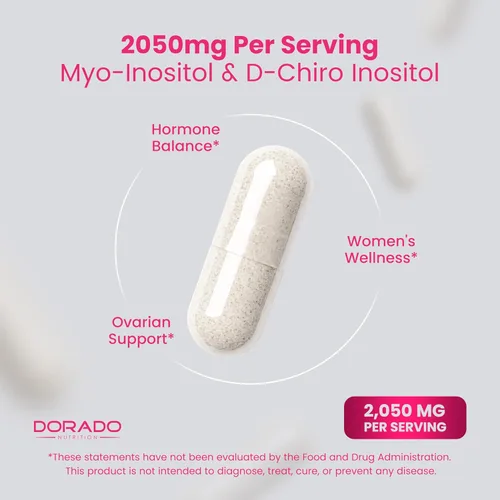 Vista 4 de Suplemento de Myo-Inositol y D-Chiro Inositol para Mujeres (360 Cápsulas, 2050mg por Porción, Relación Ideal 40:1 de Myo Inositol) Equilibrio