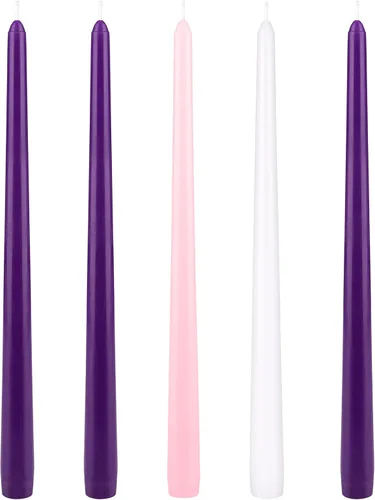 Vista 22 de Mega Candles Juego de 4 velas de adviento de Navidad sin perfume, velas autoajustables con núcleo de color sumergido a mano de 10 pulgadas x 7/8