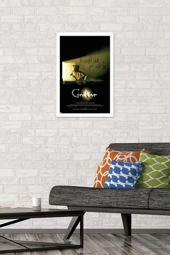 Vista 2 de Trends International Coraline - Póster de pared con texto en inglés «Be Careful» Versión enmarcada en blanco