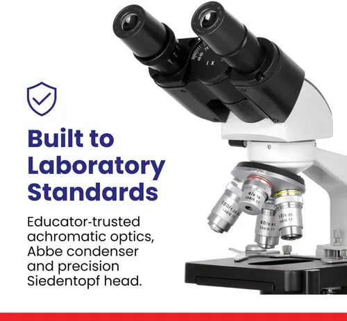 Vista 6 de AmScope Serie B120 Microscopio compuesto binocular LED para estudiantes y profesionales - Aumento 40X a 2500X - Incluye cámara USB 2.0 de 0.3MP