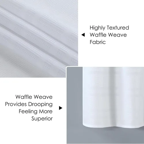 Vista 9 de Home Queen Cortinas Waffle Blancas para Ventana de Baño, Repelentes al Agua con Bolsillo para Barra, Cortinas Cortas de Cocina para Ventana Pequeña