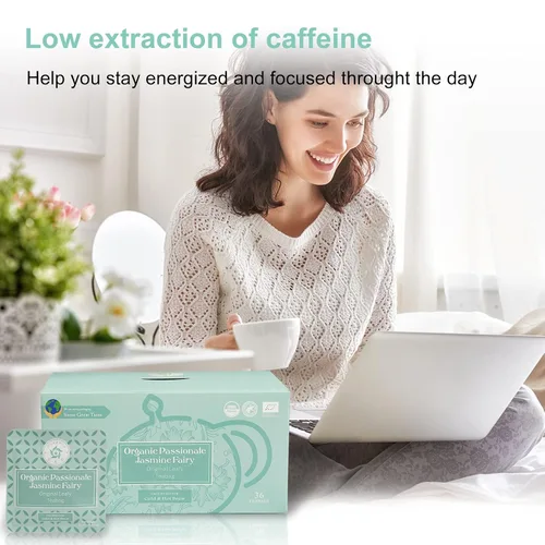Vista 4 de RIANTEA Bolsas de té verde de jazmín orgánico, 100% natural, hoja entera, baja en cafeína, bolsa de té frío sin OMG, bolsas de té verde de alta
