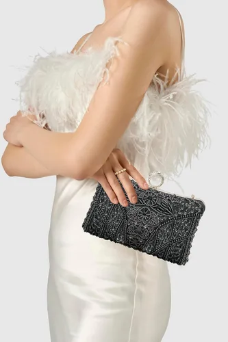 Vista 6 de BABEYOND Bolsos de mano de noche para mujer, accesorios vintage para bolso de noche para mujer, Gatsby de los años 20 con cuentas de lentejuelas
