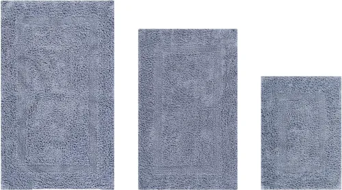 Vista 621 de Better Trends - Juego de 2 alfombras de baño 100% algodón, extra suaves, con borlas, de 17" x 24", alfombra de baño superabsorbente y reversible