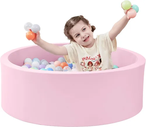 Vista 10 de SHJADE Piscina de pelotas de espuma para niños pequeños, 35.4"x 11.8" Piscina de pelotas para niños, Piscina de pelotas redonda suave para bebés