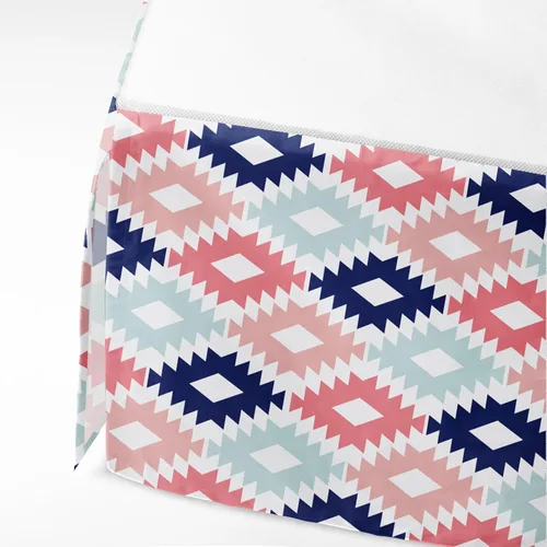 Vista 2 de Bacati - Falda de cuna azteca/cama infantil (Emma Kilim Coral/Mint/Navy)