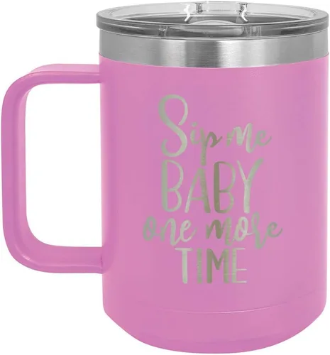 Vista 12 de Taza de café SIP ME BABY ONE More TIME 15 oz con tapa superior deslizante Taza de café de viaje aislado Ideas de regalo de cumpleaños o Navidad