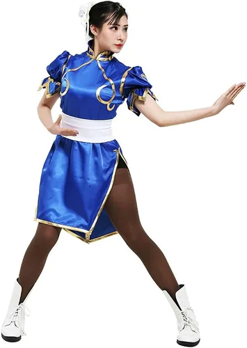 Vista 4 de miccostumes Disfraz de caza para mujer Cosplay Cheongsam con cintura y tocado