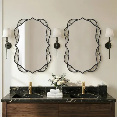 Vista 6 de Besdomus Espejo de baño negro moderno: espejos de baño grandes de 24 x 36 pulgadas para colgar sobre el fregadero, colgante vertical u horizontal