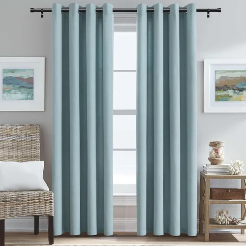 Vista 15 de H.VERSAILTEX Cortinas de cocina texturizadas de lino natural con ojales de 45 pulgadas de largo, lino sintético grueso para oscurecer la habitación