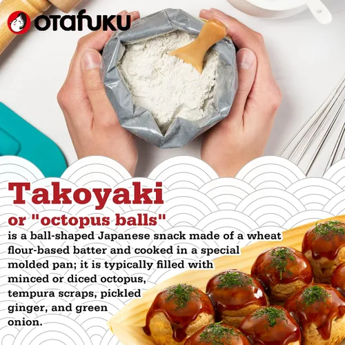 Vista 4 de Otafuku Harina Takoyaki para bolas de pulpo Takoyaki japonesas, 16 onzas (1 libra)